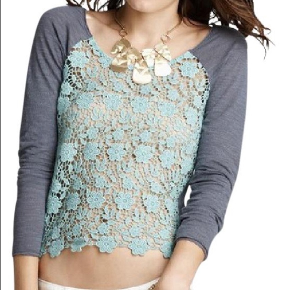Free People green lace front/gray back. medium